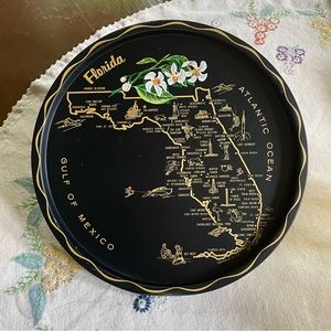 Vintage Souvenir of Florida State Metal Tray. Commerates The Sunshine State